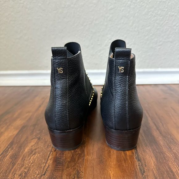 YOSI SAMRA Daryll Studded Ankle Boots Booties in Black Pebbled Leather - Picture 7 of 12